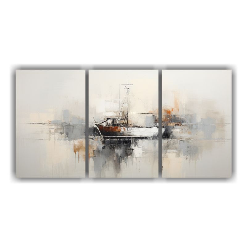 GENERICO - Tres Cuadros Composicion Salon: Pintura Abstracta De Barco E 240x120cm