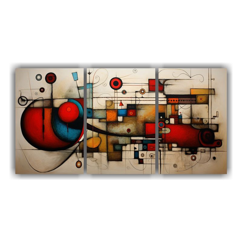 GENERICO - Cuadro Abstracto Rectangular De Tríptico Decorativo 240x120cm