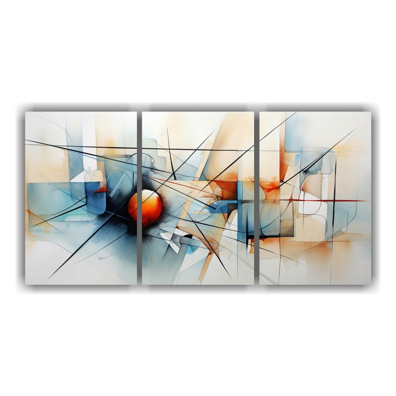 GENERICO - Tres Cuadros Movimiento Living Cuadro Abstracto Acuarela 120x60cm