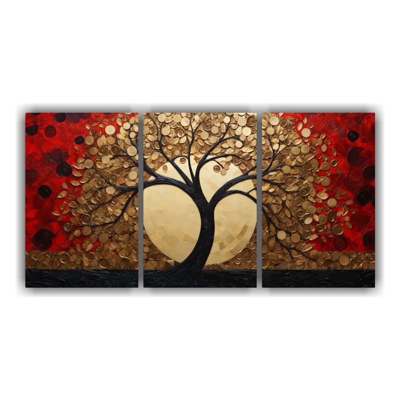 GENERICO - Conjunto 3 Artes Pared Forma Belleza Natural árbol Rojo Y D 240x120cm