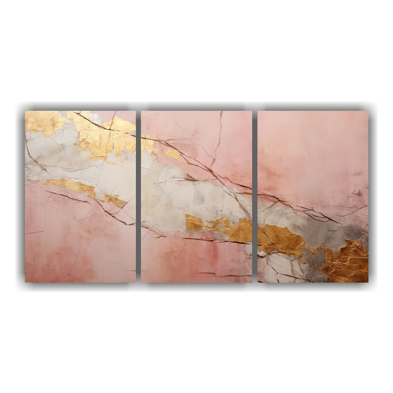 GENERICO - Set 3 Pinturas Abstractas Surrealistas De Oro Y Plata 240x120cm