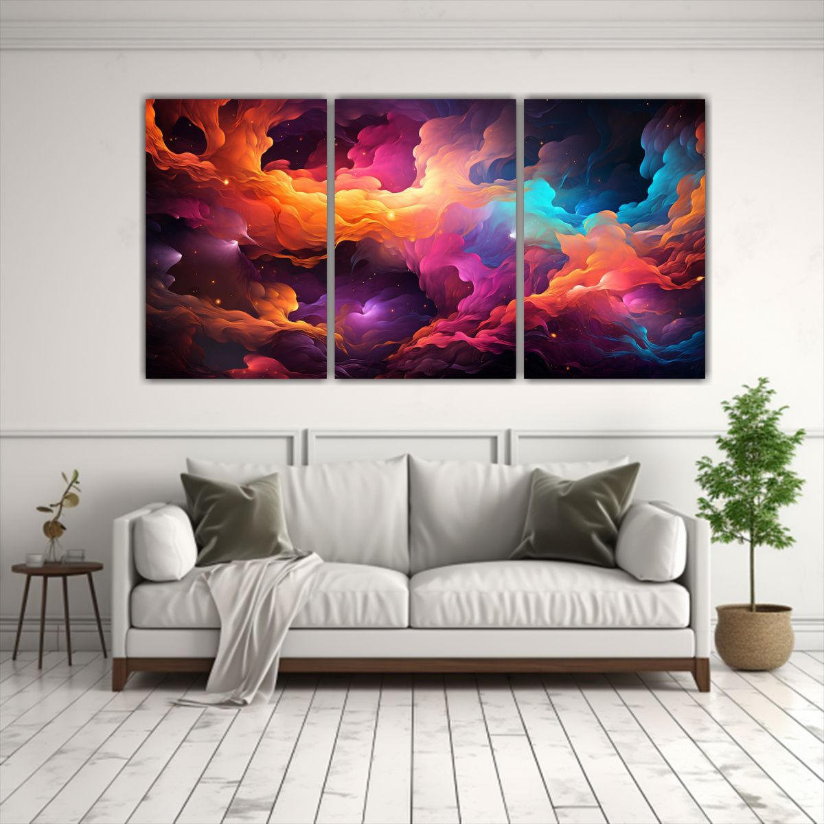 GENERICO - Trio De Cuadros Abstractos De Galaxia Para Decoración 240x120cm