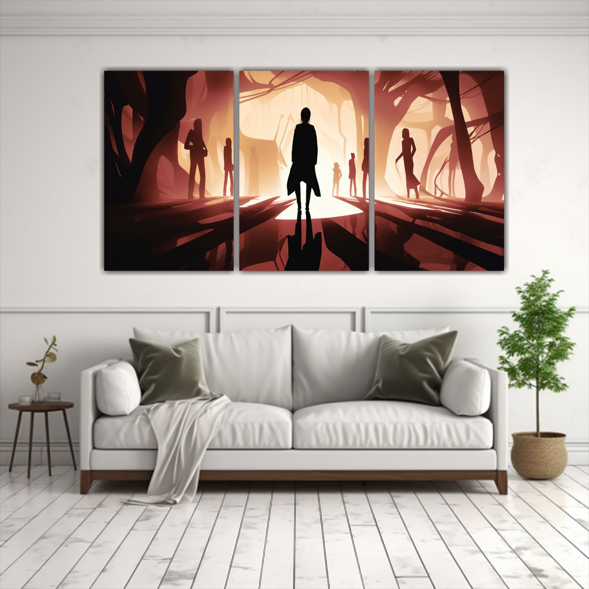 GENERICO - Cuadros Abstractos Con Siluetas Y Sombras 240x120cm