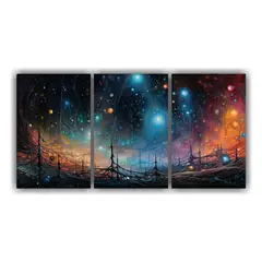 GENERICO - Conjunto De 3 Telas En Bastidor Expresión Calidez: Represen 240x120cm