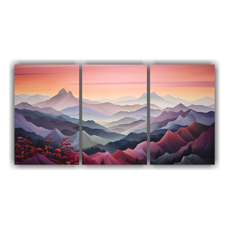 GENERICO - Paisaje Natural Abstracto, Montañas Al Atardecer. 240x120cm