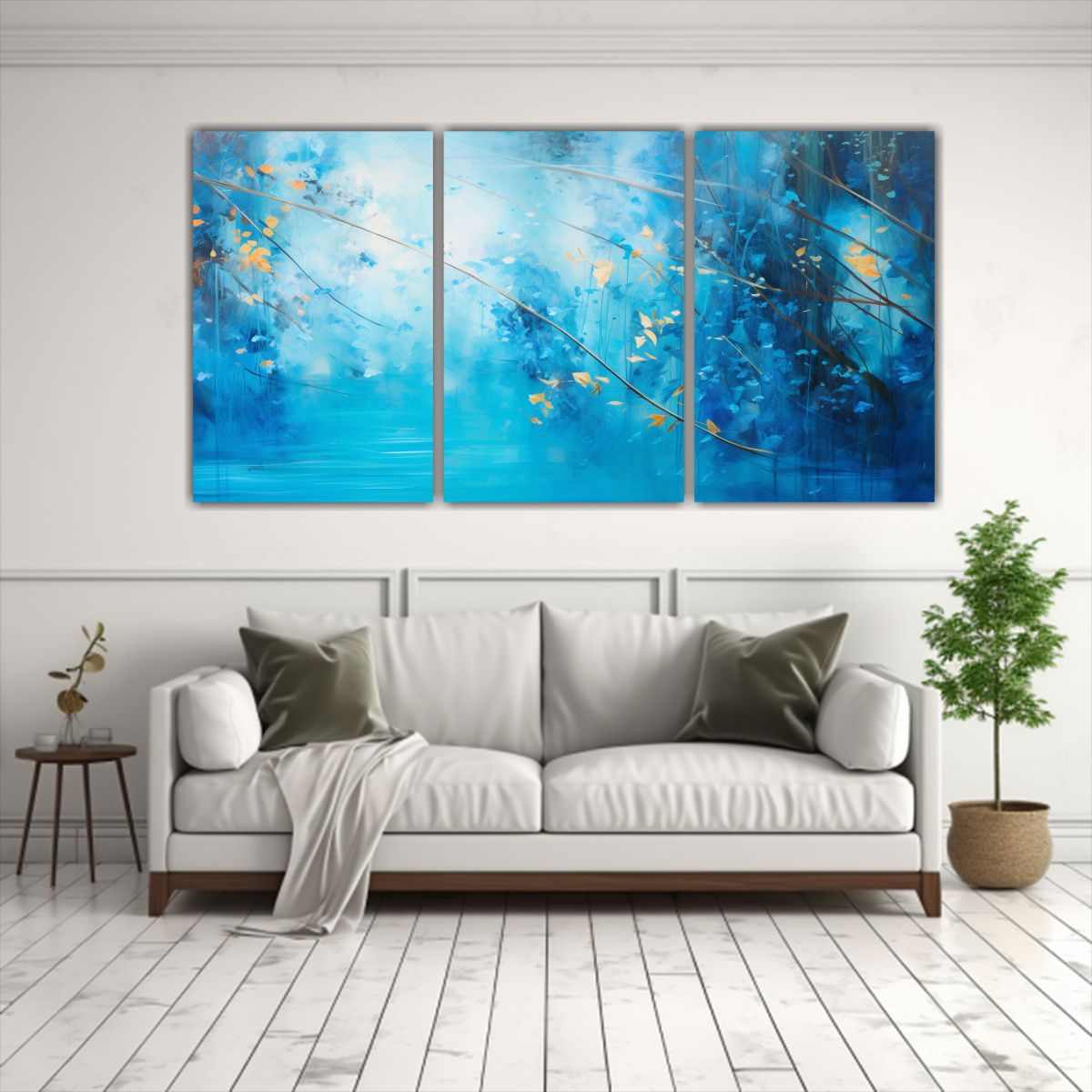 GENERICO - Pintura Decorativa De Fusión Abstracta Y Azul Acuático, Un 240x120cm