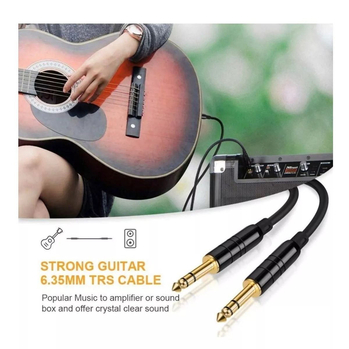 GENERICO - Cable Jack Plug 6.3 Mm Mono Guitarra Amplificador 1.5 Mts