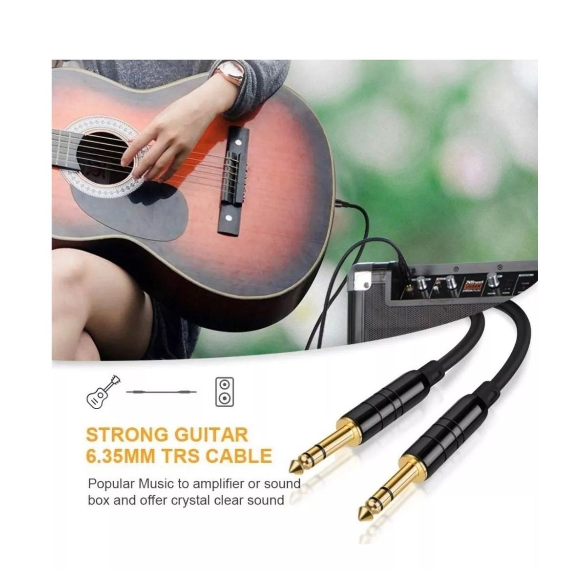 GENERICO - Cable Jack Plug 6.3 Mm Mono Guitarra Amplificador 1.5 Mts