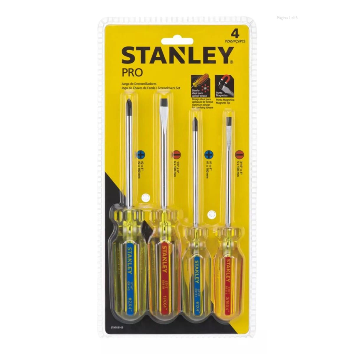 STANLEY - Set 4 Destornilladores Pro Paleta Y Cruz Stht69169