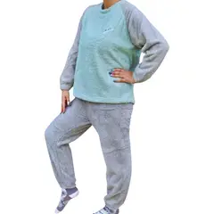 LIKE SHOP - Pijama Mujer Corderito y polar Sin Gorro Calidad Premium cm697