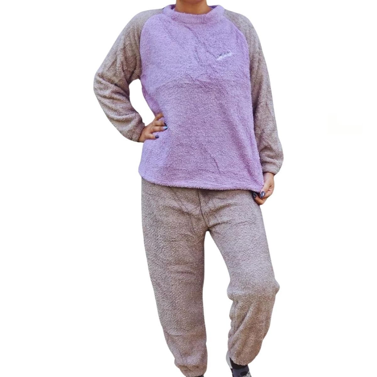 LIKE SHOP - Pijama Mujer Corderito y polar Sin Gorro Calidad Premium cm697