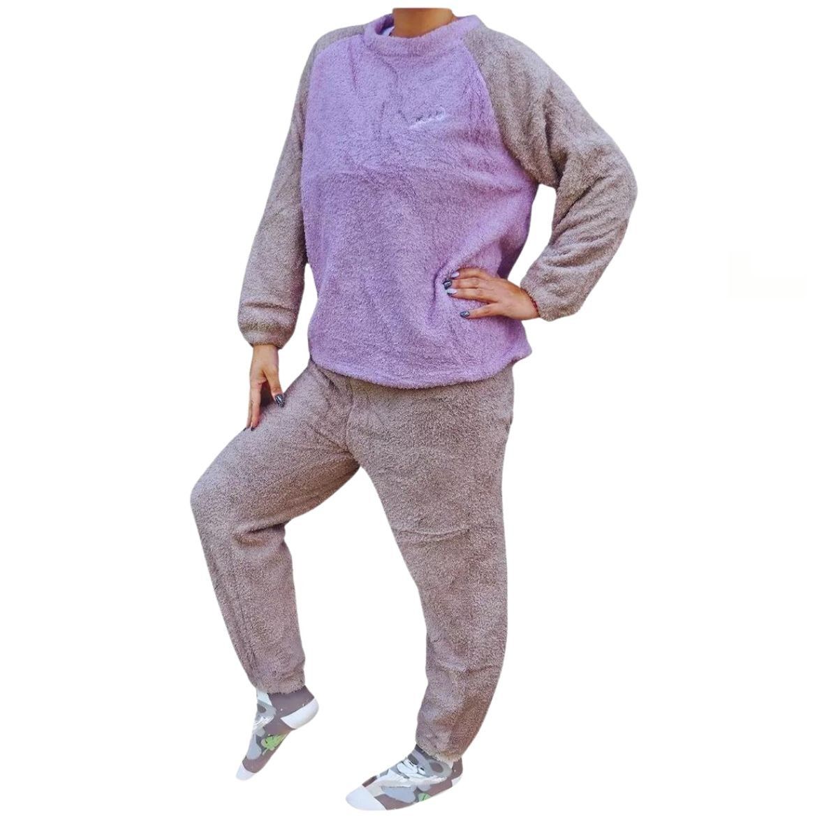 LIKE SHOP - Pijama Mujer Corderito y polar Sin Gorro Calidad Premium cm697