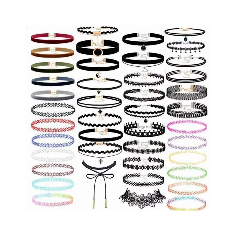 GENERICO - 43pz Gargantilla De Collares Accesorios Encaje Negro Choker