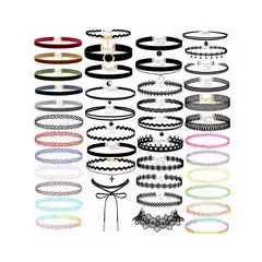 GENERICO - 43pz Gargantilla De Collares Accesorios Encaje Negro Choker