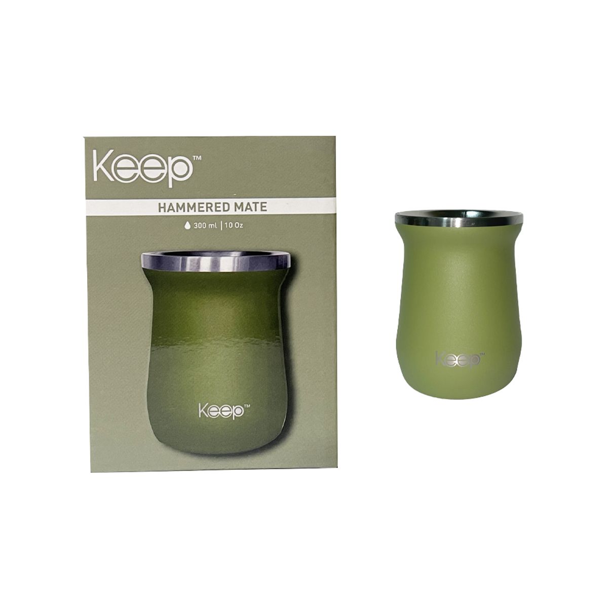 KEEP - Mate Hammered 300 Ml Keep Acero Inoxidable Warny Verde Musgo