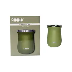 KEEP - Mate Hammered 300 Ml Acero Inoxidable Warny Verde Musgo