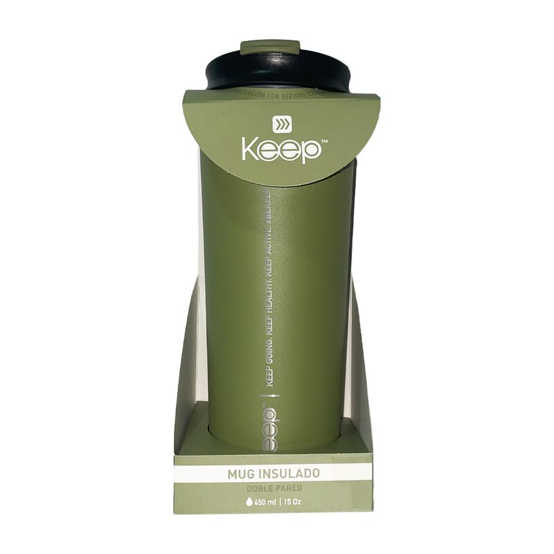 KEEP TITANIO - Mug Vaso Metalico Warmy Keep 450ml Verde Musgo