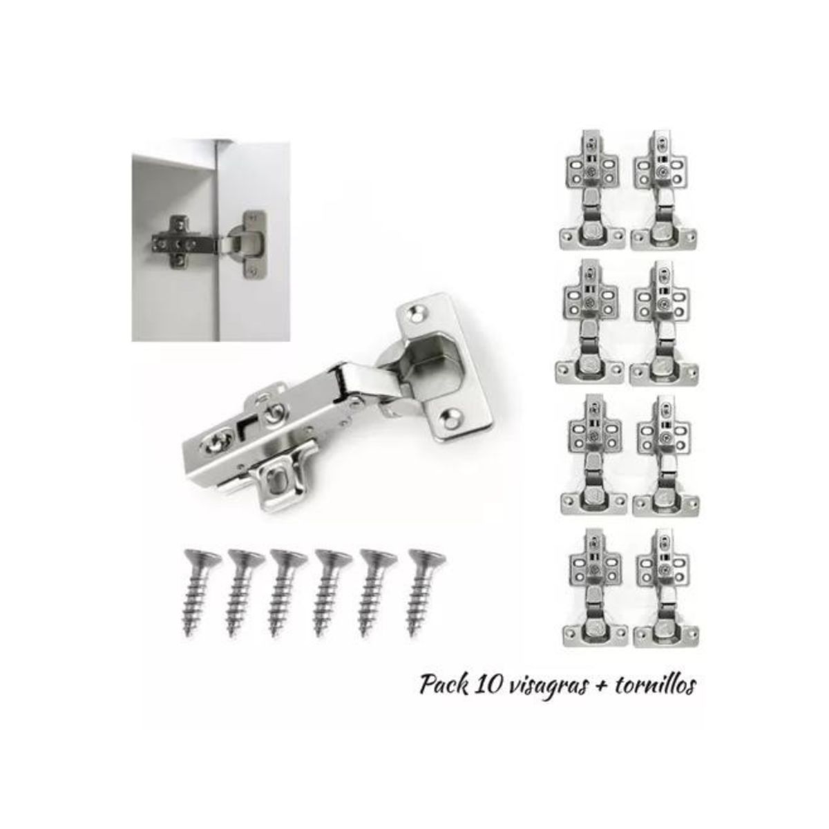 GENERICO - Set 10 Bisagras Rectas Cierre Suave 35 Mm + Tornillos