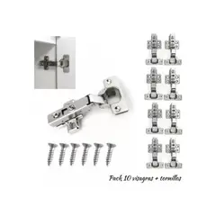 GENERICO - Set 10 Bisagras Rectas Cierre Suave 35 Mm + Tornillos