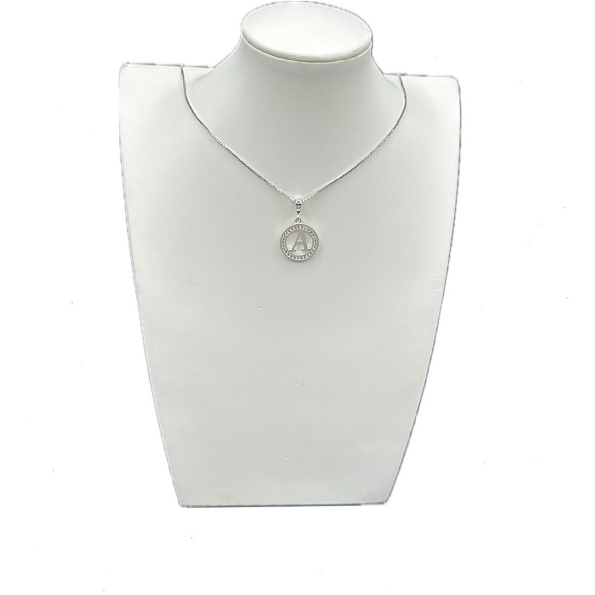GENERICO - Collar Cadena Dije Letra A Circones Plata 925 Caja Regalo
