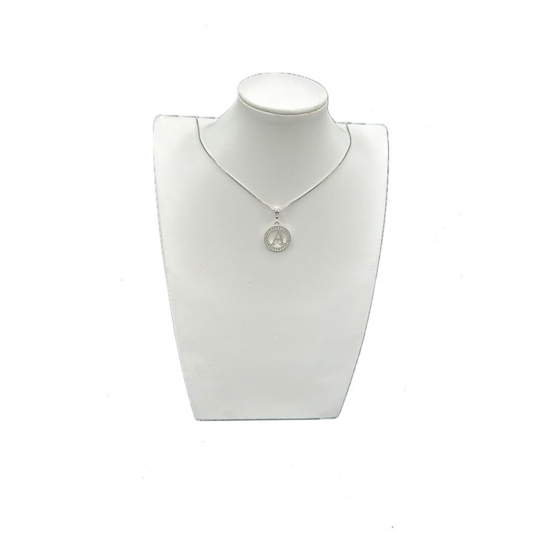 GENERICO - Collar Cadena Dije Letra A Circones Plata 925 Caja Regalo