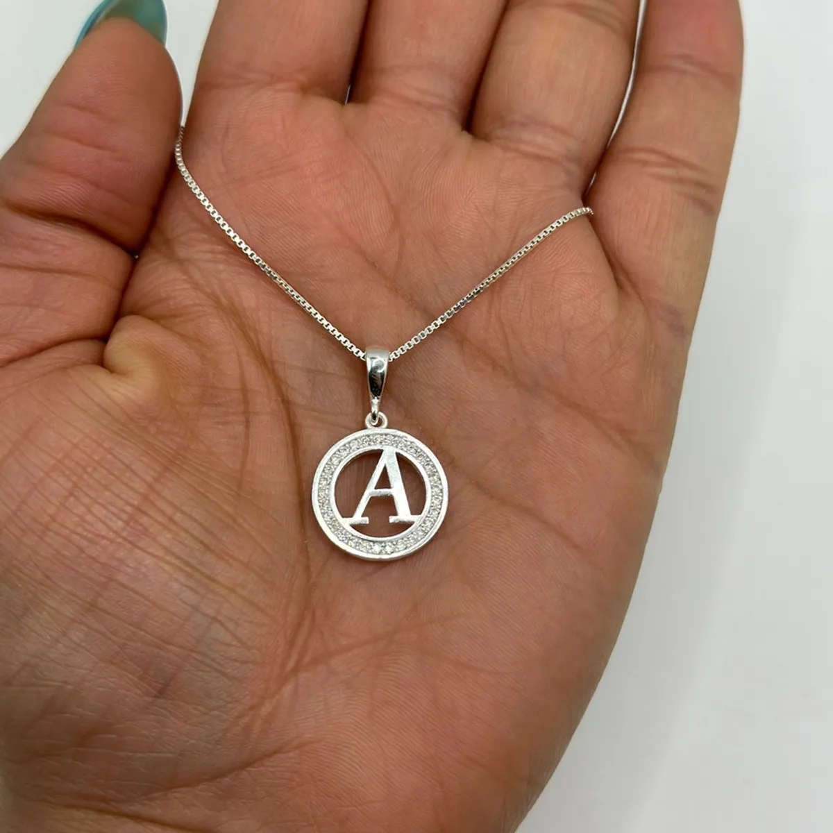 GENERICO - Collar Cadena Dije Letra A Circones Plata 925 Caja Regalo