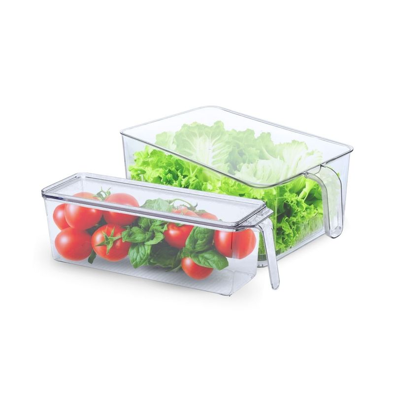 SANTU HOME & DECO - Set 2 Contenedores para Refrigerador con Asa y Tapa