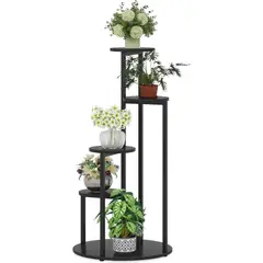 CRUSEC - Soporte De 4 Niveles Para Macetas Plantas Decorativo Negro