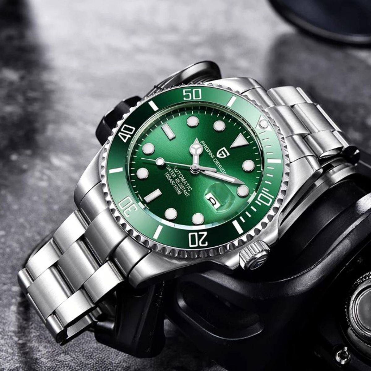 PAGANI - Reloj Hombre PAGANI SUBMARINER VERDE HULK Automático Cristal de Zafiro