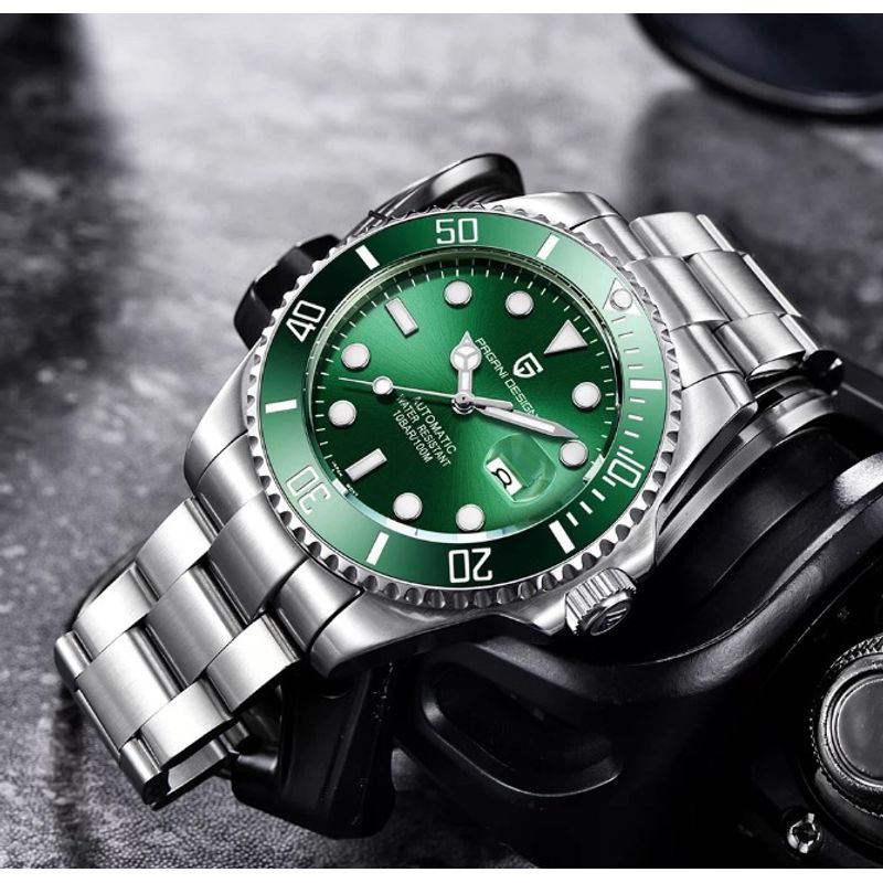 PAGANI - Reloj Hombre PAGANI SUBMARINER VERDE HULK Automático Cristal de Zafiro
