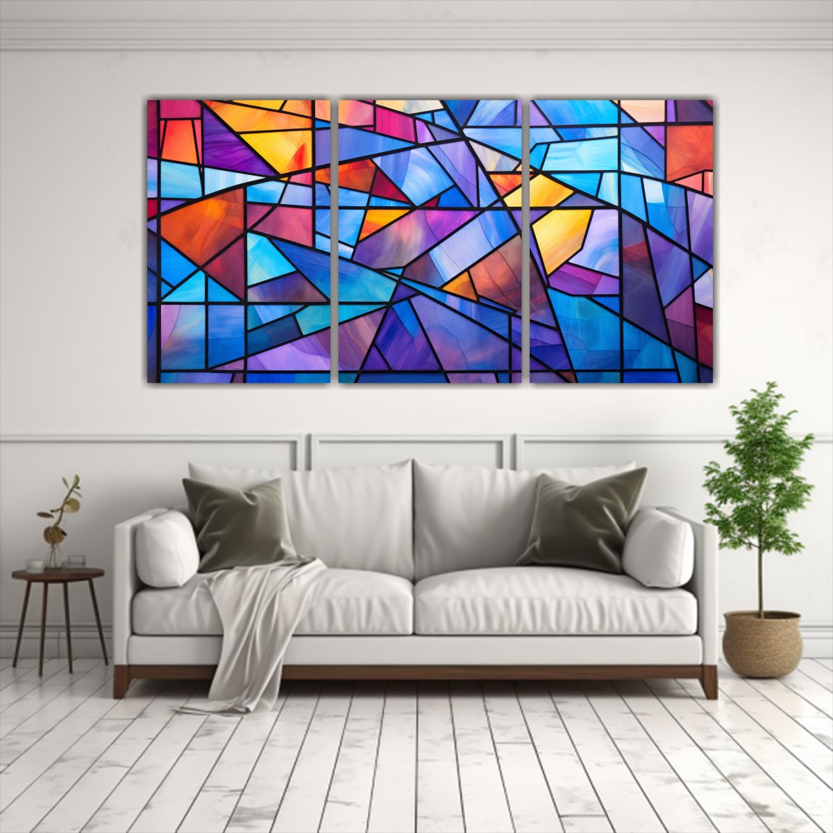 GENERICO - Obra única Abstracta Inspirada En Vidrieras Con Impresión  240x120cm