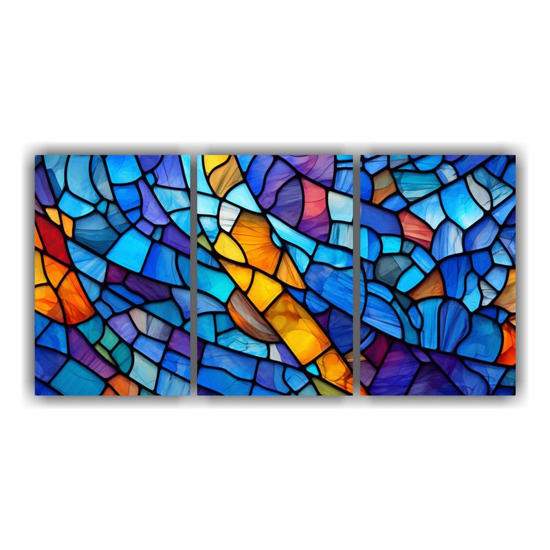 GENERICO - Cuadros De Cocina Abstractos Inspirados En Vidrieras 240x120cm