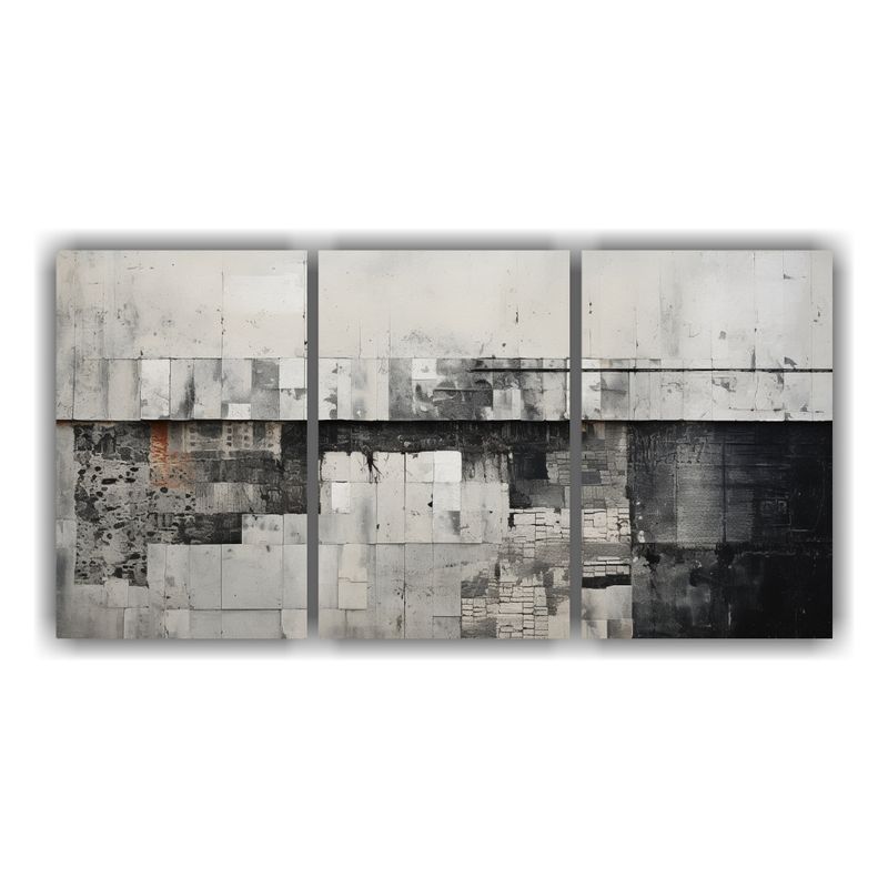 GENERICO - Pinturas Decorativas De Collage Abstracto De Texturas Y Gris 240x120cm