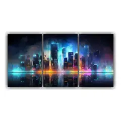GENERICO - Pinturas Abstractas De Ciudad En Luces De Neón 240x120cm