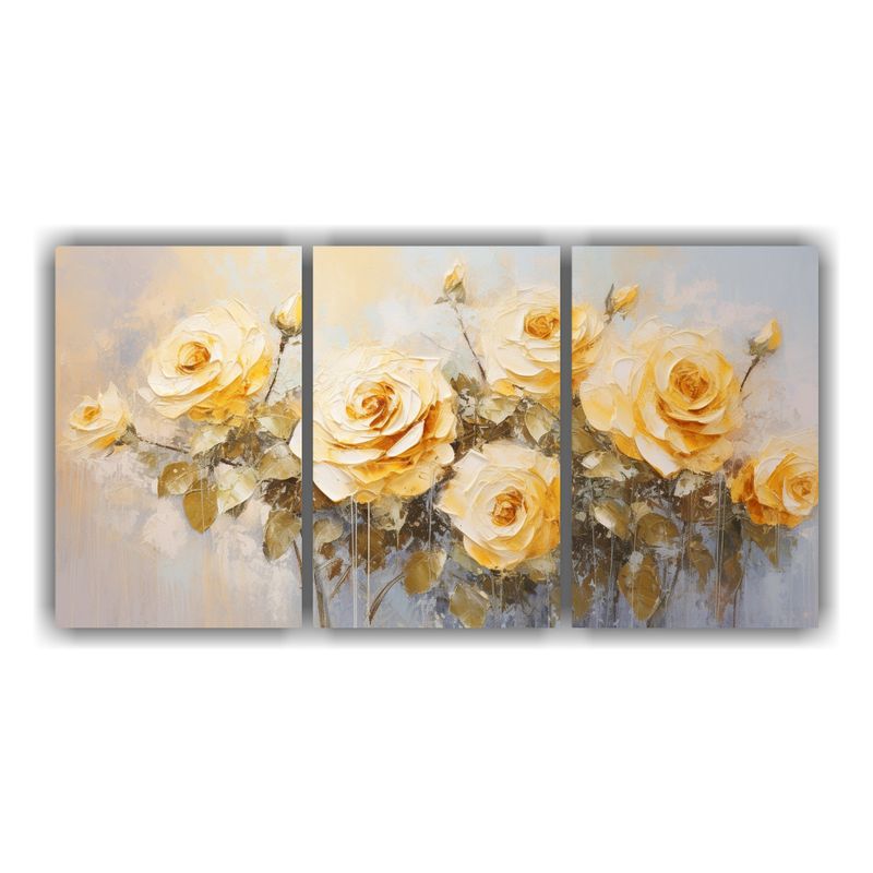 GENERICO - Pintura En Lienzo Estilo Tríptico Combinación De Rosas Ama 240x120cm