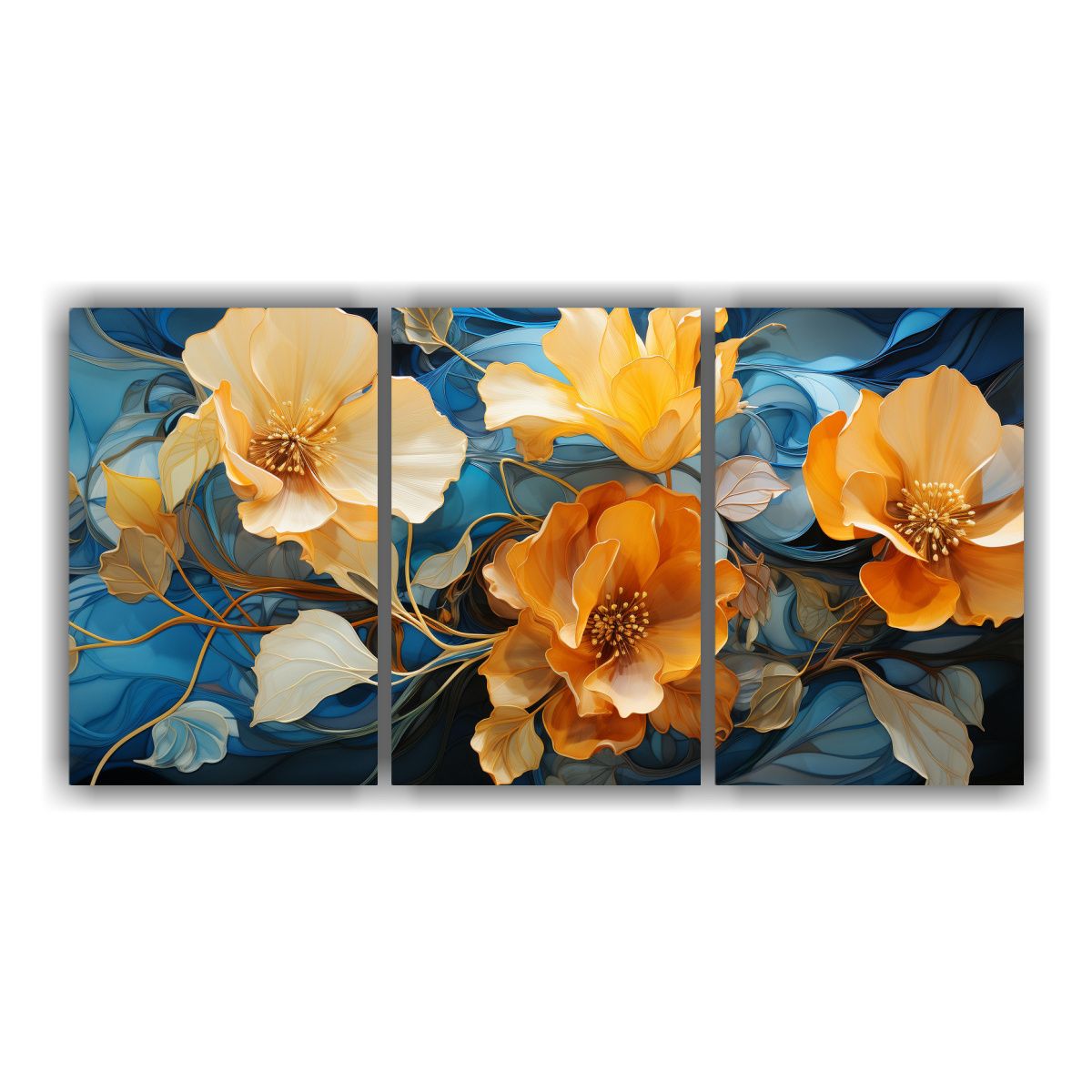 GENERICO - Set 3 Cuadros De Pared Modernos Elegancia Floral Acuarela: F 240x120cm