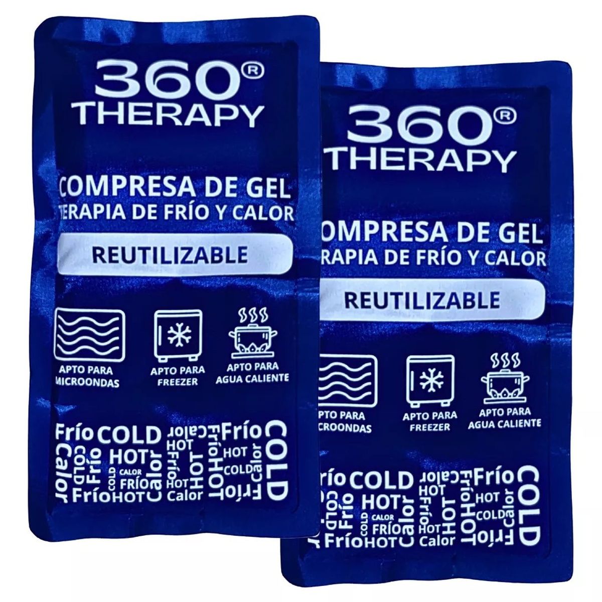 360 THERAPY - Pack de 3 Compresas de Gel Frío/Calor. Tallas S, M y L.  360º Therapy®