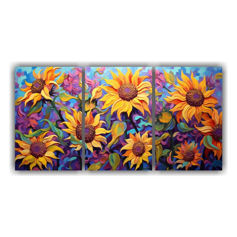 GENERICO - Pintura Lienzo Ambiente Con Girasoles En Colores Vibrantes E 240x120cm
