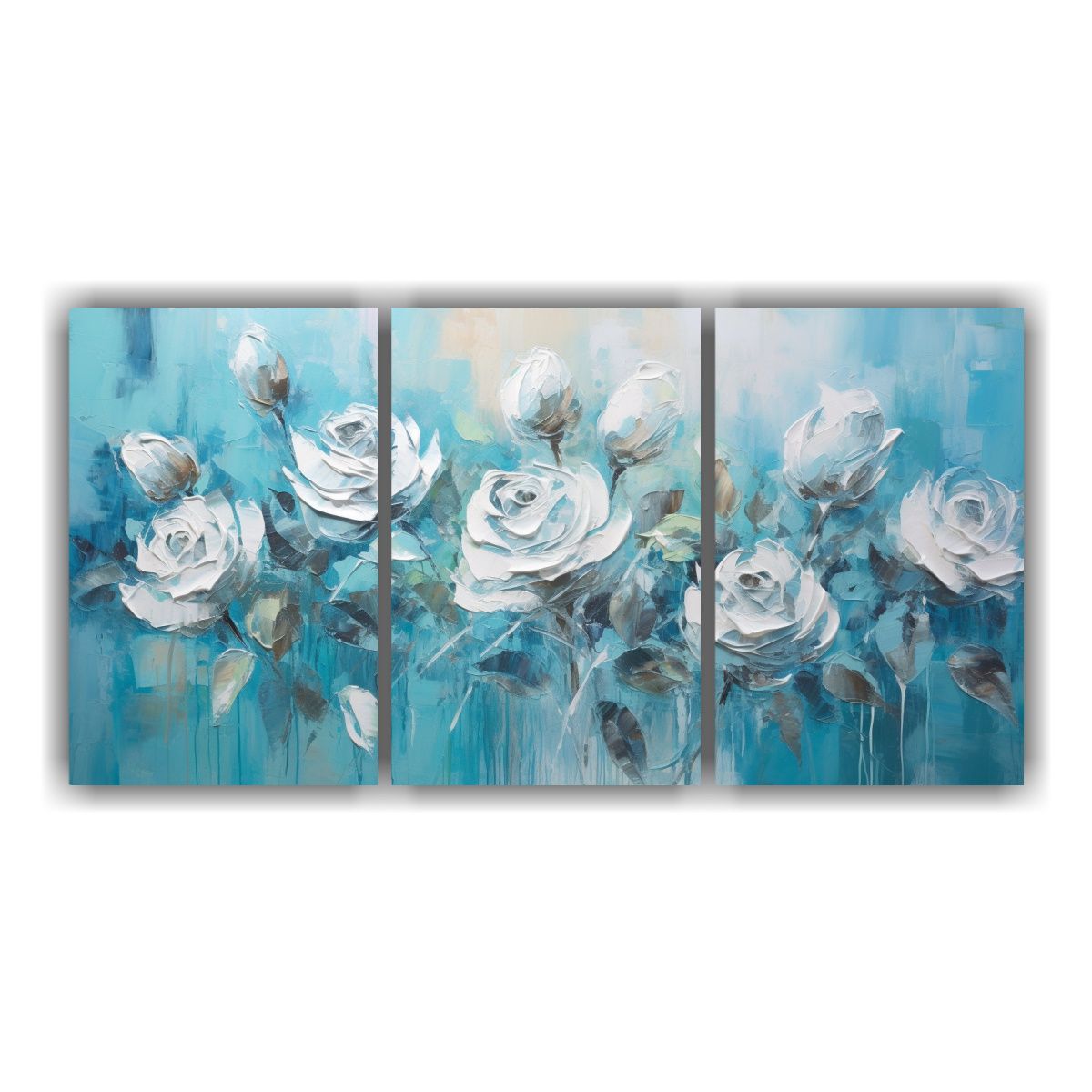 GENERICO - Detalles De Lienzo Moderno Con Pintura De Rosas Turquesa 240x120cm