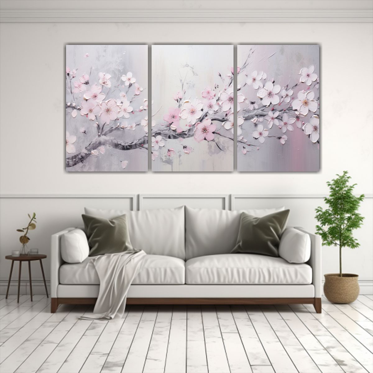 GENERICO - Cuadro Acrílico Moderno Natural A Salpicaduras Blancas. 240x120cm