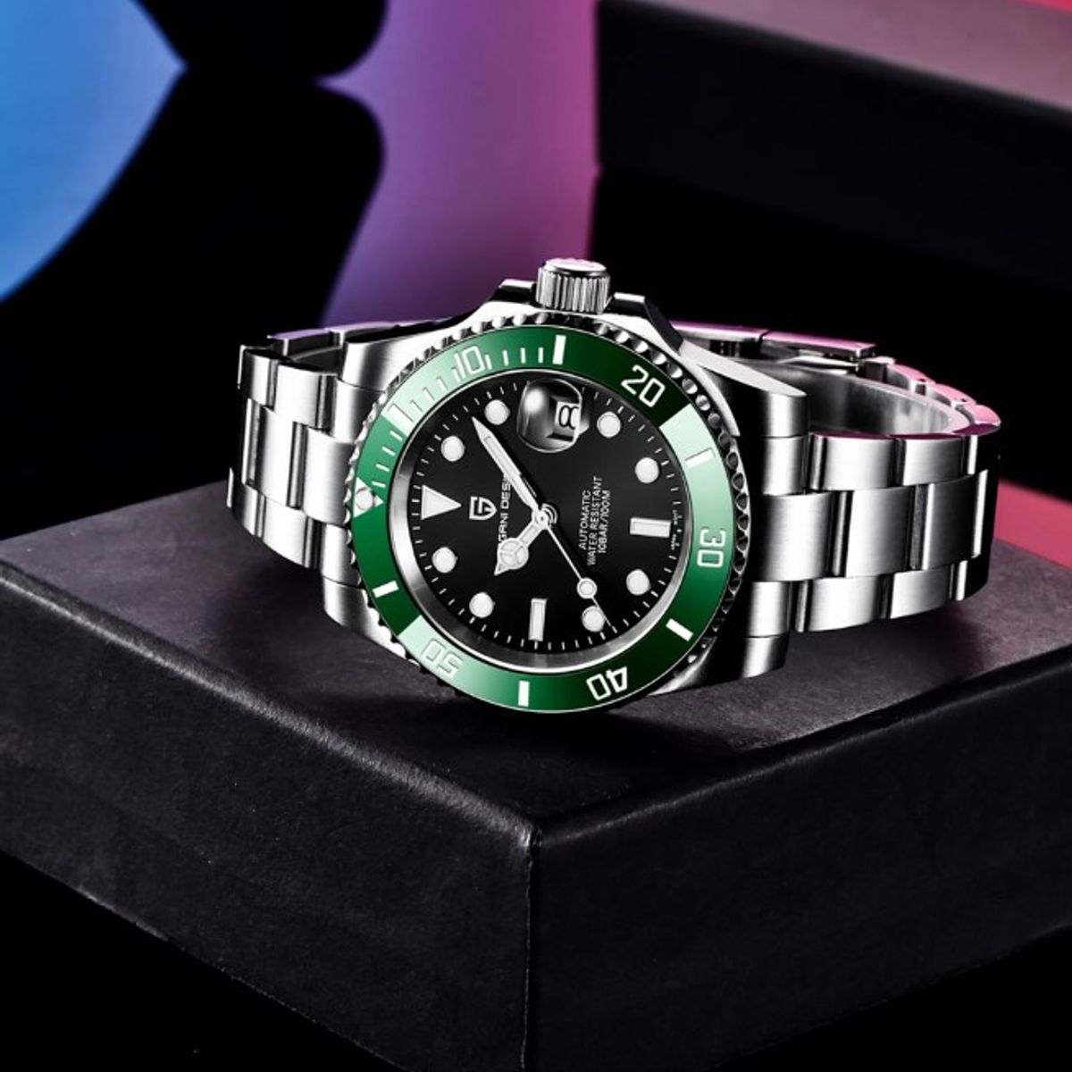 PAGANI - Reloj Hombre PAGANI SUBMARINER VERDE KERMIT Automático C de Zafiro