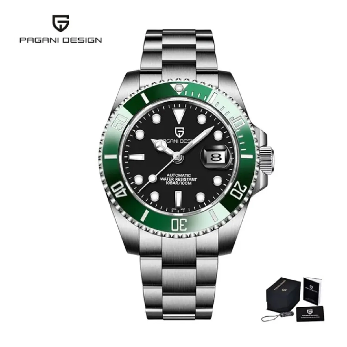 PAGANI - Reloj Hombre PAGANI SUBMARINER VERDE KERMIT Automático C de Zafiro