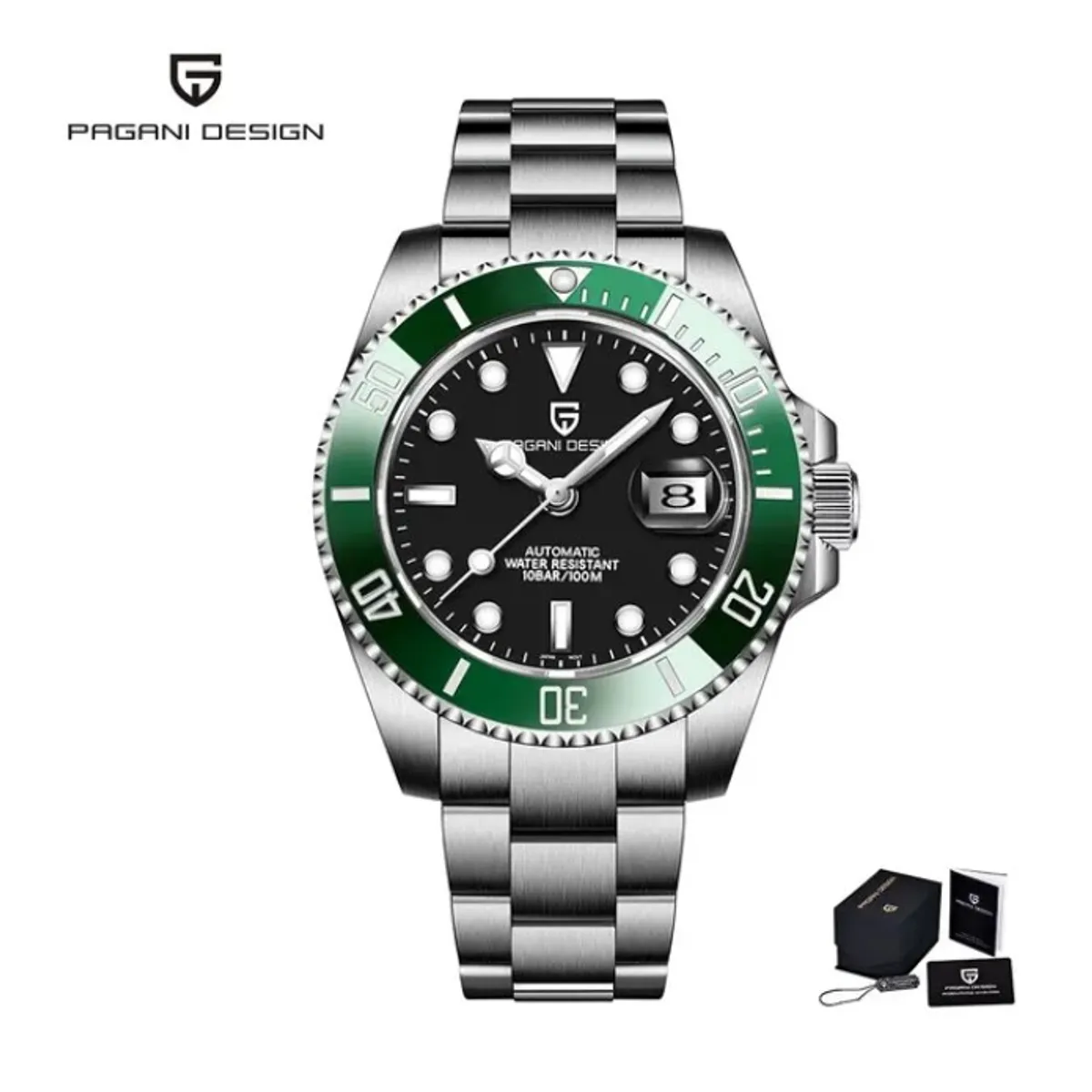 PAGANI - Reloj Hombre PAGANI SUBMARINER VERDE KERMIT Automático C de Zafiro
