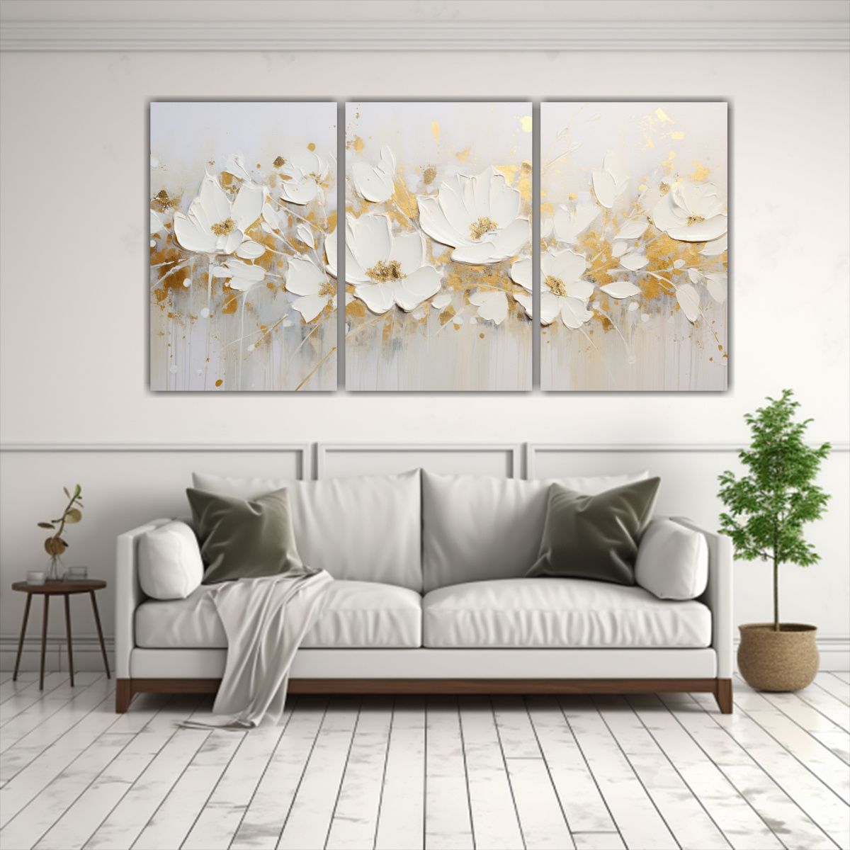 GENERICO - Pintura Lienzo Moderno A Mano De Arte Vertical En Blanco 240x120cm