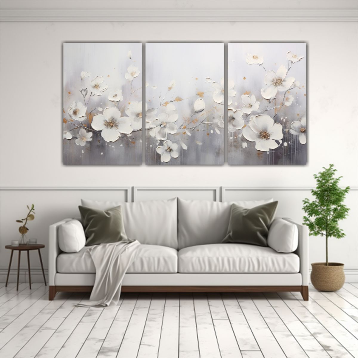 GENERICO - Cuadro De Pared Moderno: Arte En Acrílico Sobre Fondo Blanc 240x120cm