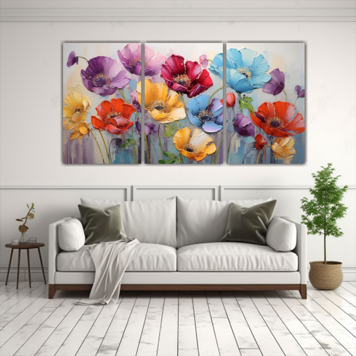 GENERICO - Set De 3 Telas En Bastidor Horizontal De Relieve Con Una Pin 240x120cm