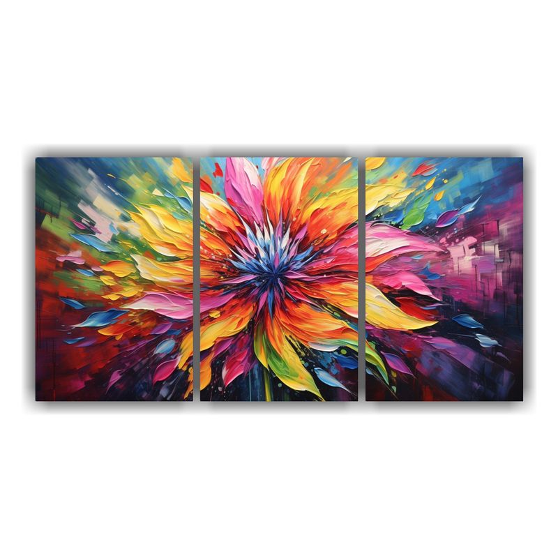 GENERICO - Cuadro Decorativo En Lienzo De Flores Multicolores En La ép 240x120cm