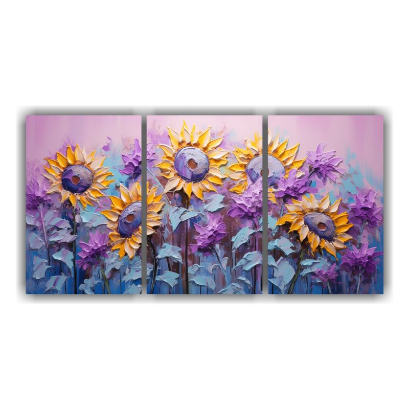 GENERICO - Pintura De Girasoles Morados En Lienzo Estilo Decorativo: Se 240x120cm