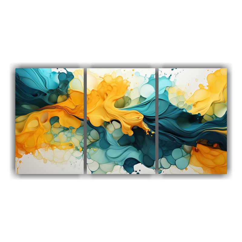 GENERICO - Set 3 Cuadros De Tela Con Textura Funky En Colores Vibrantes 240x120cm