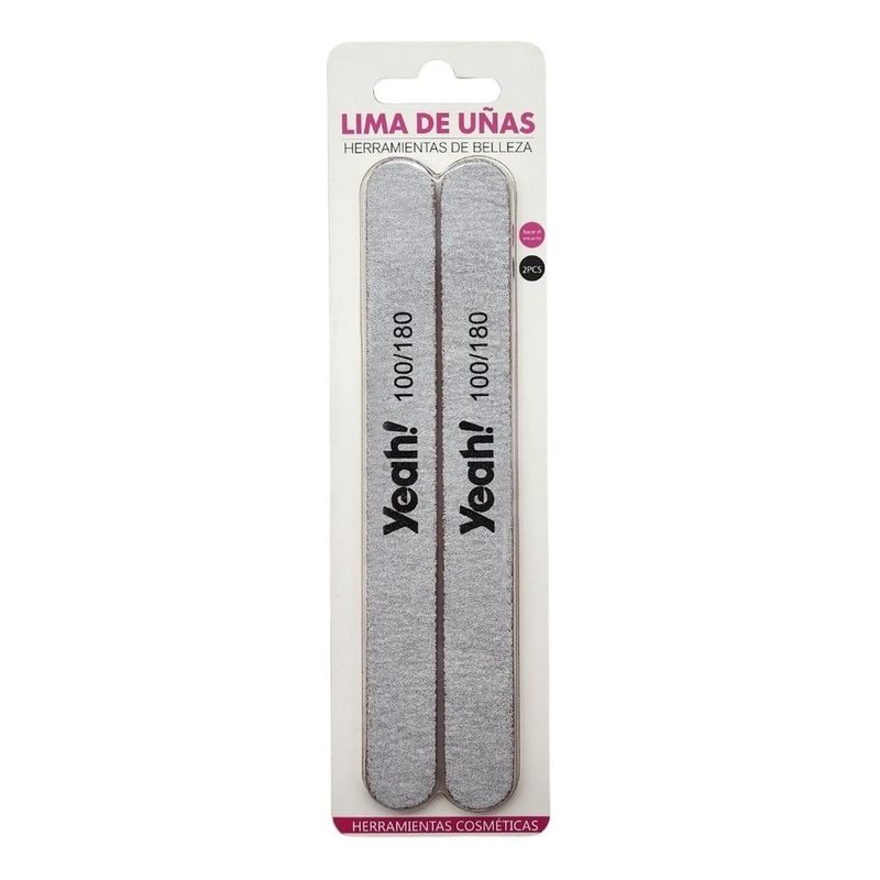 GENERICO - Set 2 Limas De Uñas Profesional 100/180 Forma Recta Delgada